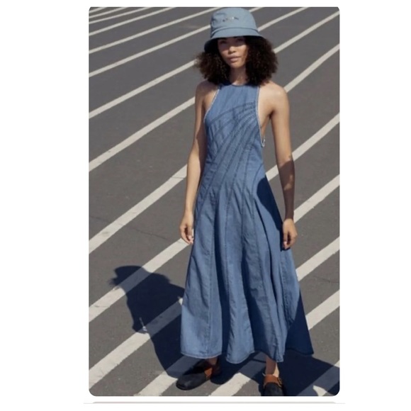 NWOT Free People Blue Jean Baby Maxi Dress - Picture 3 of 10